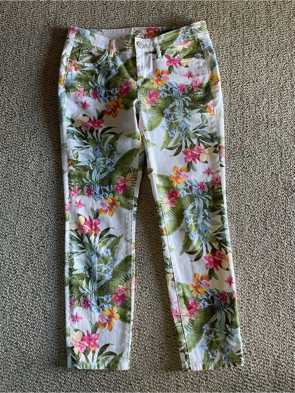 Tommy Bahama Tropical Floral Printed White Jeans